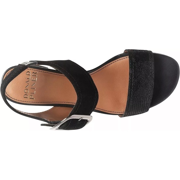 DONALD PLINER Neve Black Suede & Lizard Leather Heeled Sandal Shoes 10 NEW - Picture 4 of 6